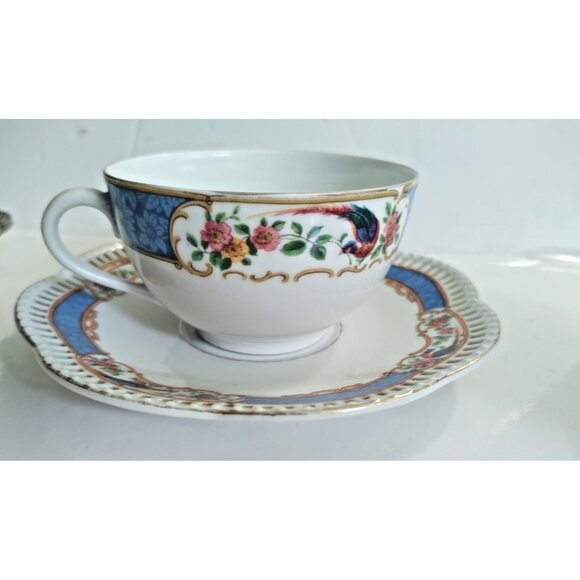Vintage Wide Mouth Tea Cup & Reticulated Saucer Set Schmann Bavaria - Picture 1 of 15